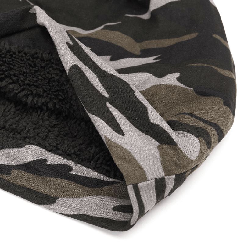 Herre Camouflage Winter Plus Velvet Warm Slouchy Beanie Hat Casual Plus Størrelse Øreværn Skull Cap