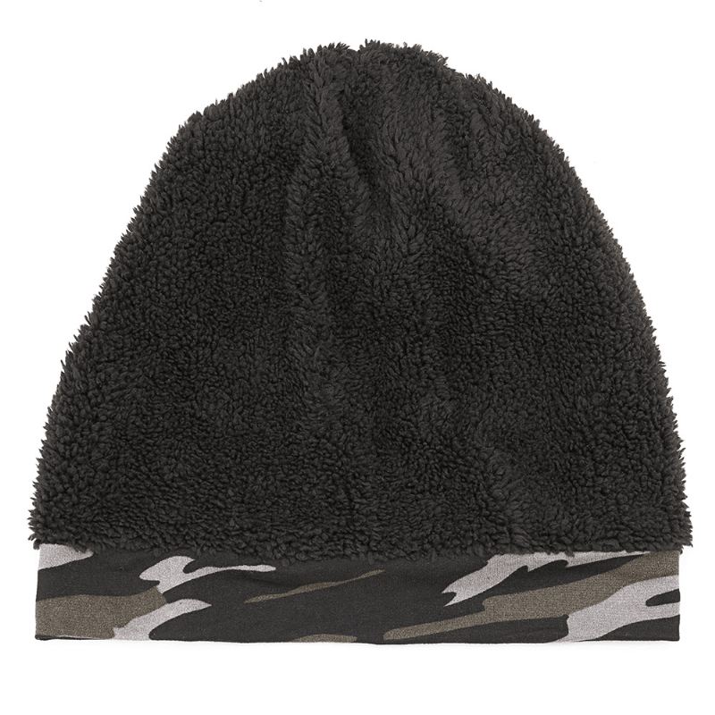 Herre Camouflage Winter Plus Velvet Warm Slouchy Beanie Hat Casual Plus Størrelse Øreværn Skull Cap