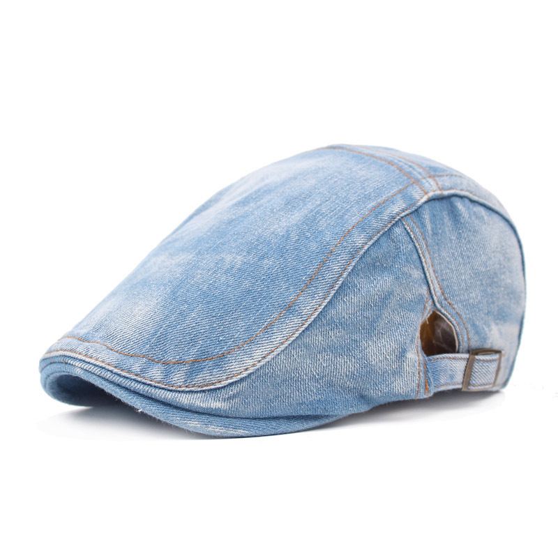 Herre Dame Washed Denim Justerbar Solid Painter Baret Hat