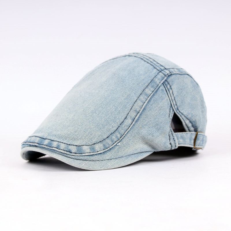 Herre Dame Washed Denim Justerbar Solid Painter Baret Hat