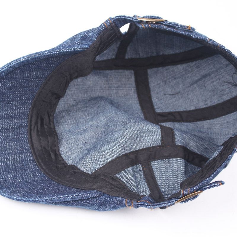 Herre Dame Washed Denim Justerbar Solid Painter Baret Hat