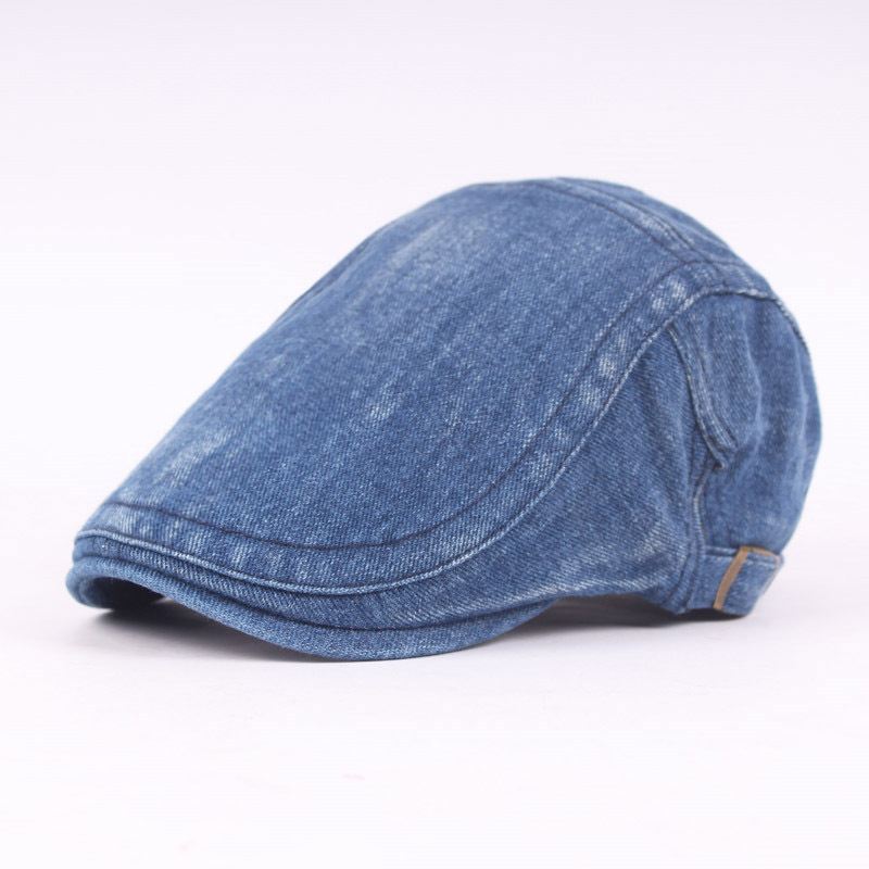 Herre Dame Washed Denim Justerbar Solid Painter Baret Hat