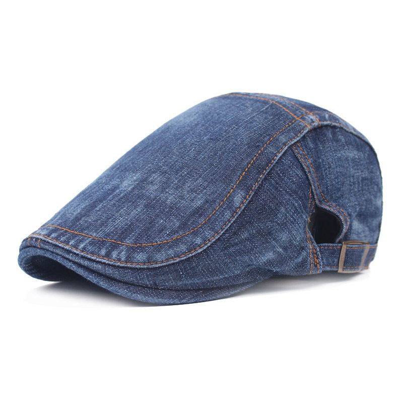 Herre Dame Washed Denim Justerbar Solid Painter Baret Hat