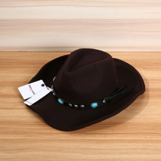 Herre Kvinder Vintage Woolen Western Cowboy Hat