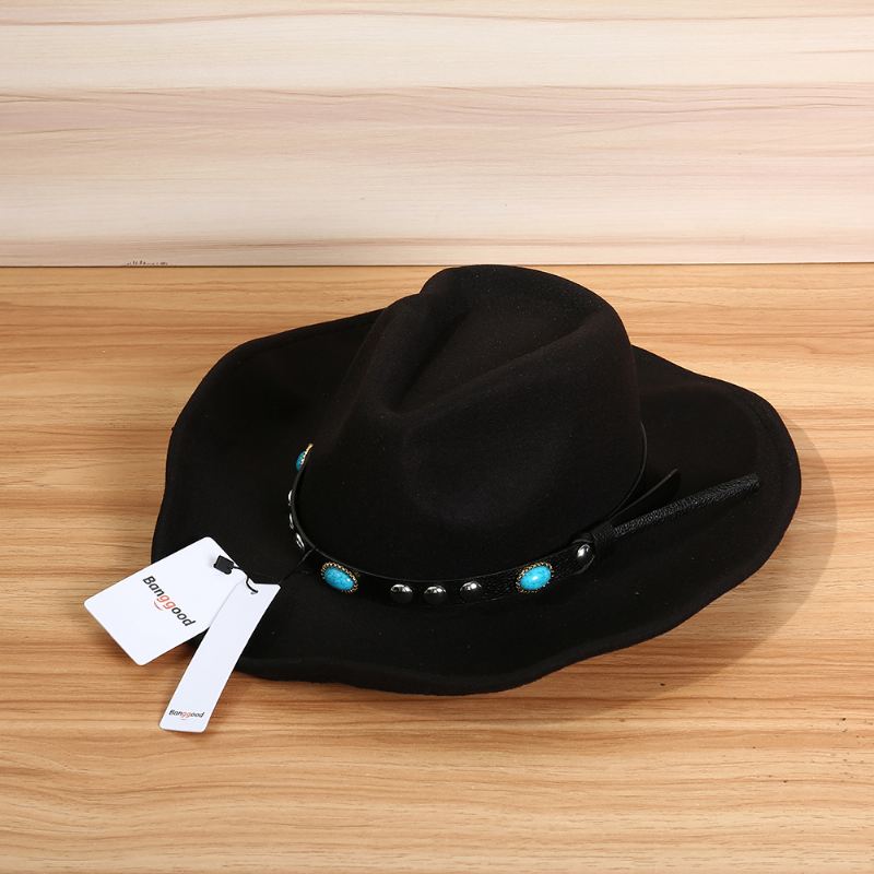 Herre Kvinder Vintage Woolen Western Cowboy Hat