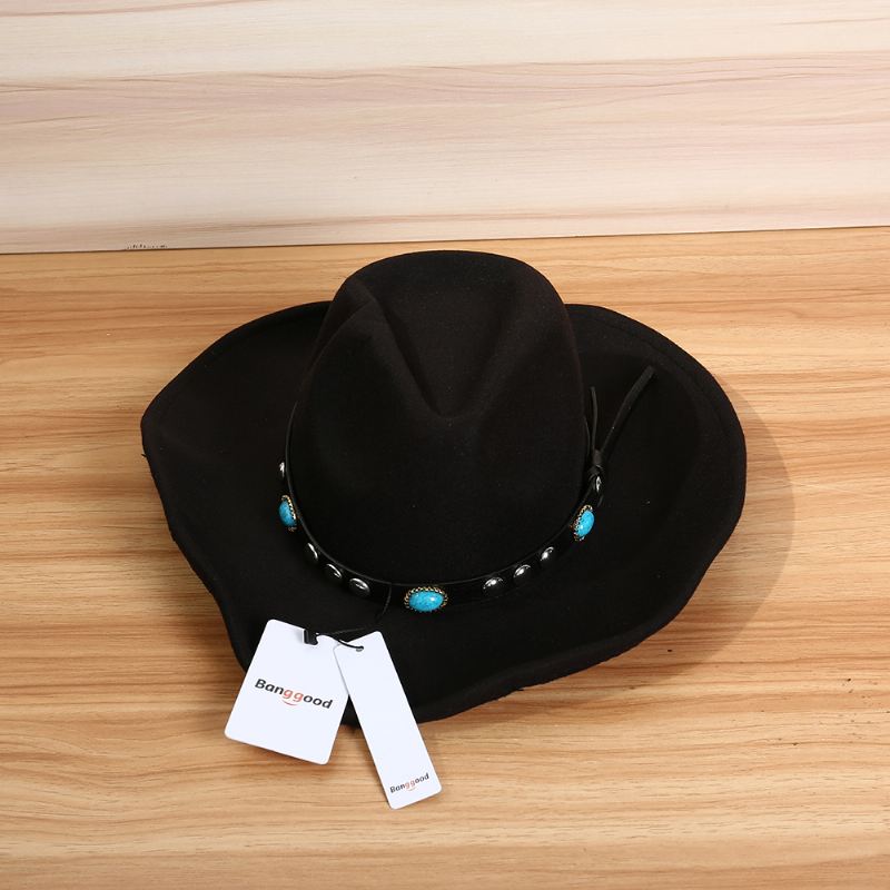 Herre Kvinder Vintage Woolen Western Cowboy Hat