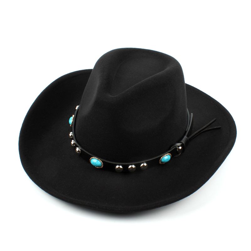 Herre Kvinder Vintage Woolen Western Cowboy Hat