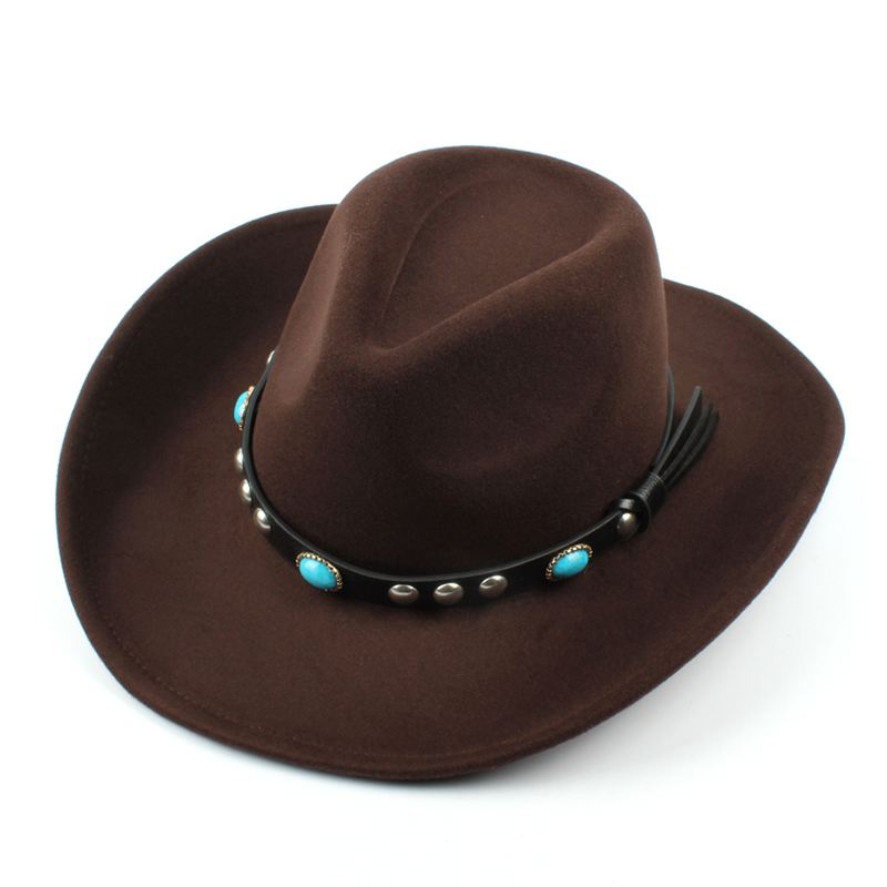 Herre Kvinder Vintage Woolen Western Cowboy Hat