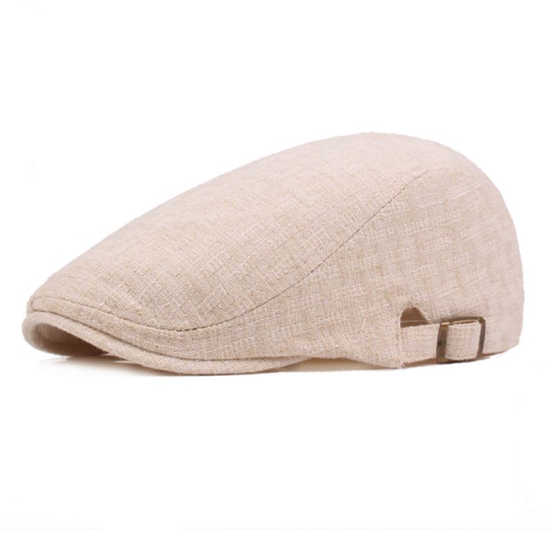 Herre Linned Solid Baret Caps Casual Newsboy Forward Hat Gorras