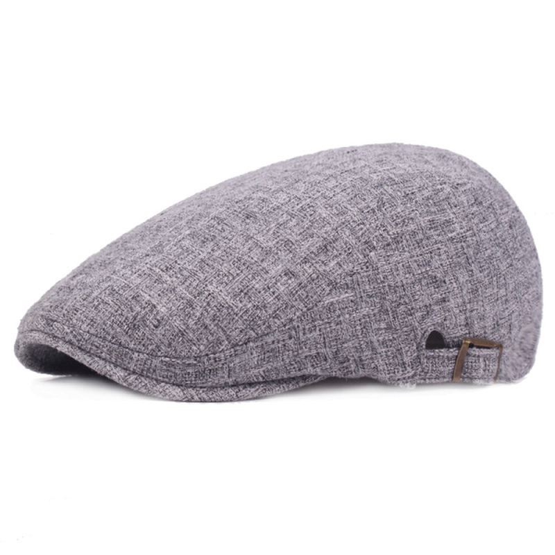 Herre Linned Solid Baret Caps Casual Newsboy Forward Hat Gorras