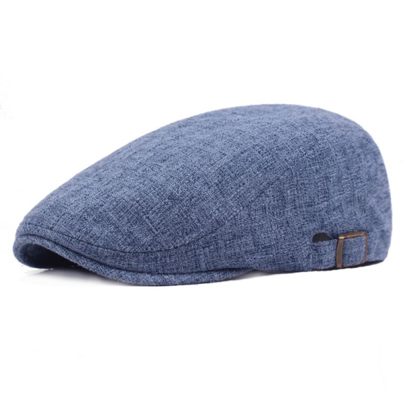 Herre Linned Solid Baret Caps Casual Newsboy Forward Hat Gorras