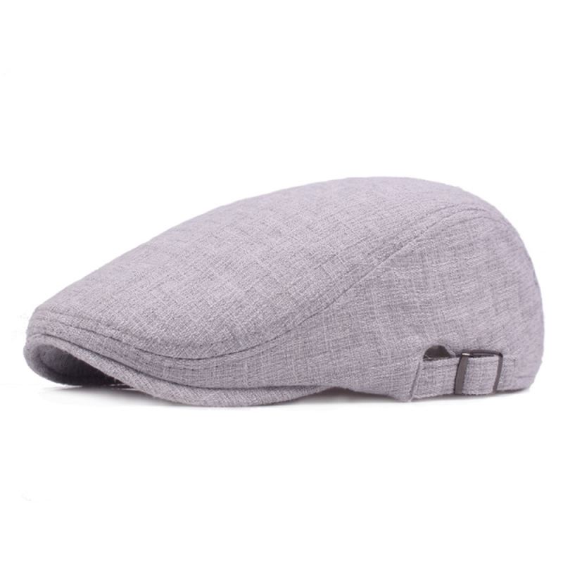 Herre Linned Solid Baret Caps Casual Newsboy Forward Hat Gorras