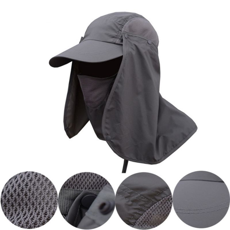 Herre Quick Dry Neck Cover Sun Fishing Hat Øreklap Bucket Outdoor Uv Protection Cap