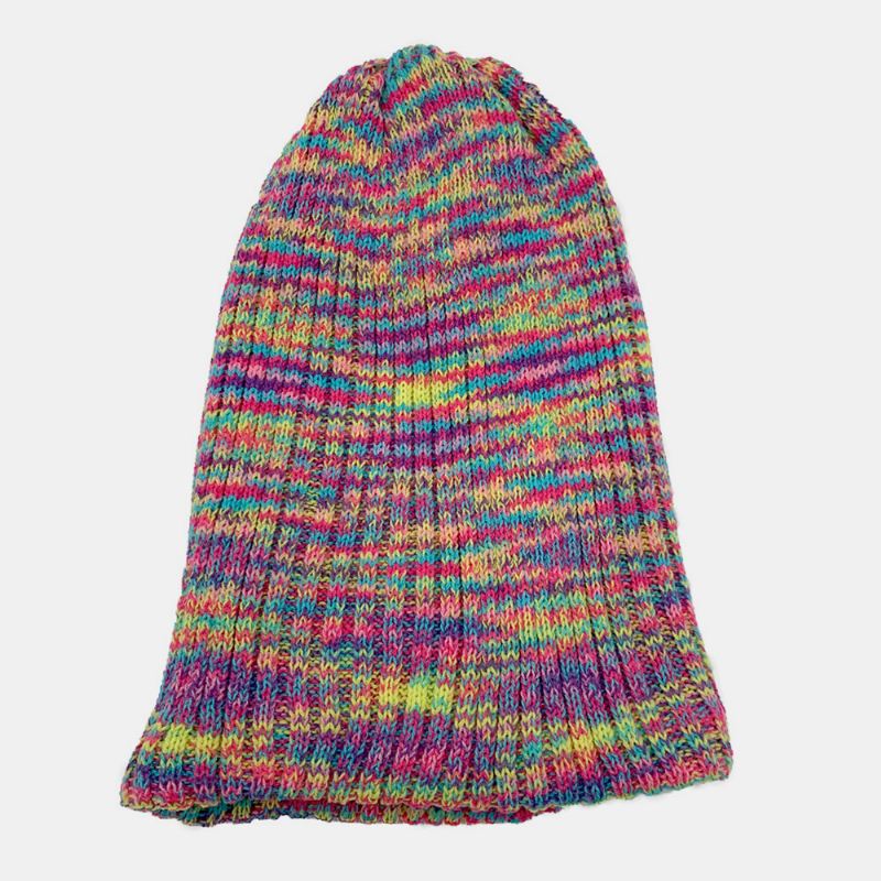 Kvinder Blandet Farve Varm Casual Brimless Beanie Knitted Hat Toque Hat