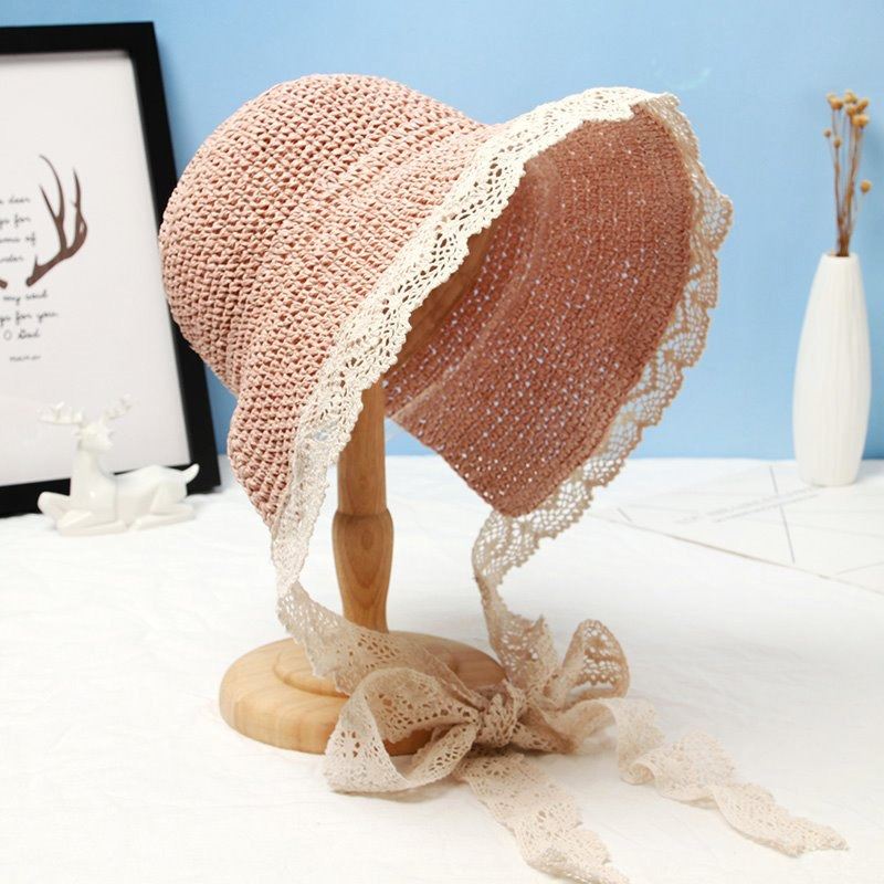 Kvinder Blondebrem Foldbar Solcreme Bucket Straw Hat