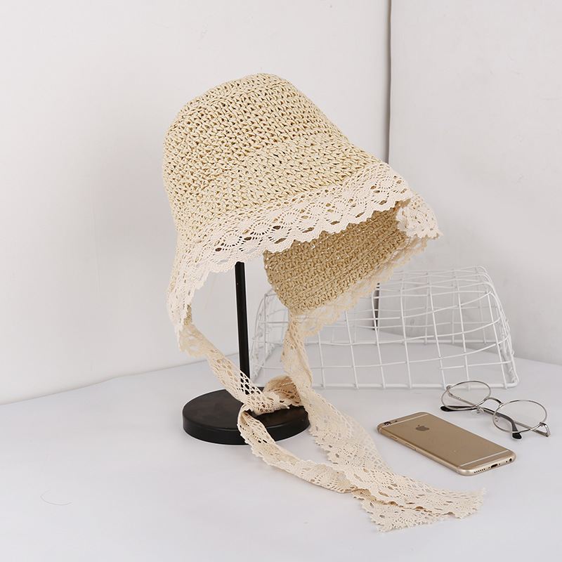 Kvinder Blondebrem Foldbar Solcreme Bucket Straw Hat