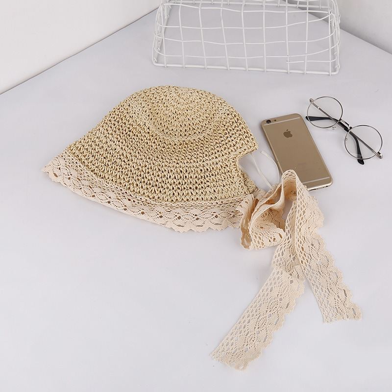 Kvinder Blondebrem Foldbar Solcreme Bucket Straw Hat