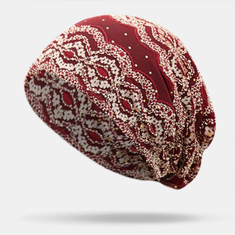 Kvinder Bomuld Etnisk Stil Blomsterbroderi Varm Casual Udendørs Brimless Beanie