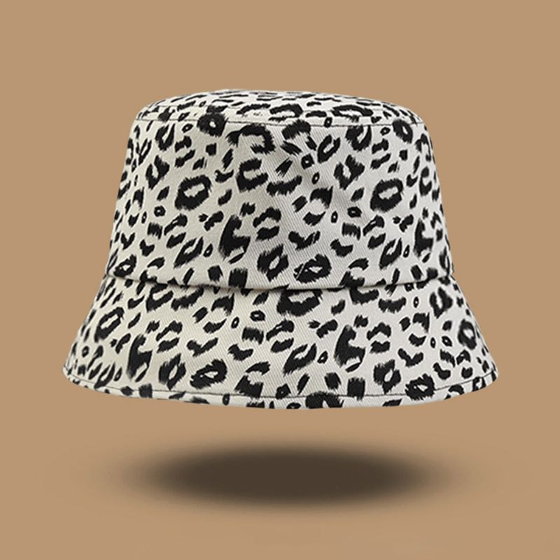 Kvinder Bomuld Leopard Mønster Med Tryk Mode All-match Sunscreen Bucket Hat