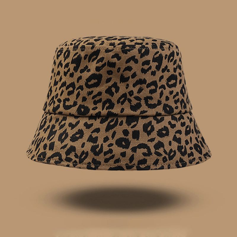 Kvinder Bomuld Leopard Mønster Med Tryk Mode All-match Sunscreen Bucket Hat