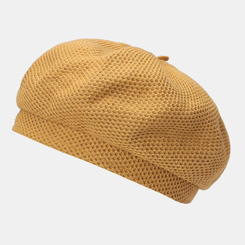 Kvinder Bomuld Mesh Åndbar Metal Label Strikket Hat Mode Vild Justerbar Baret Cap Maler Hat