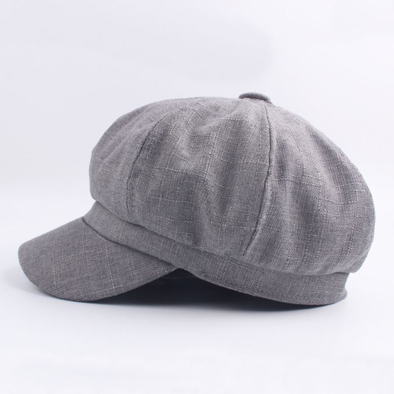 Kvinder Dame Vintage Ottekantet Kasket Blød Solid Baskerhat Newsboy Flad Hat