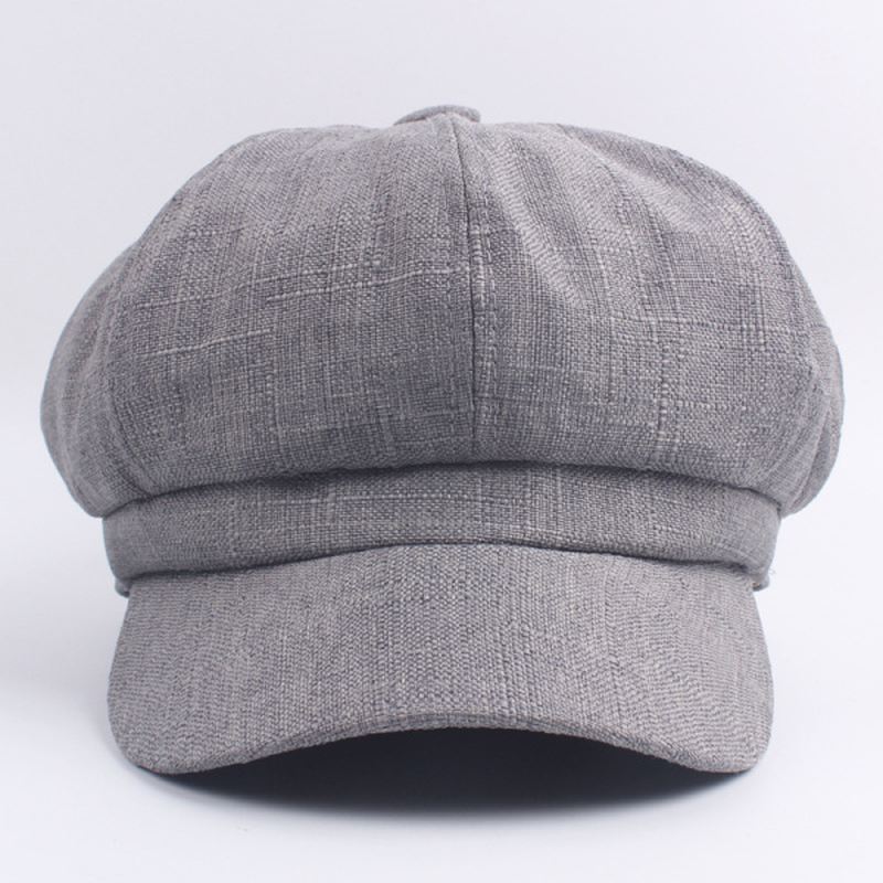 Kvinder Dame Vintage Ottekantet Kasket Blød Solid Baskerhat Newsboy Flad Hat