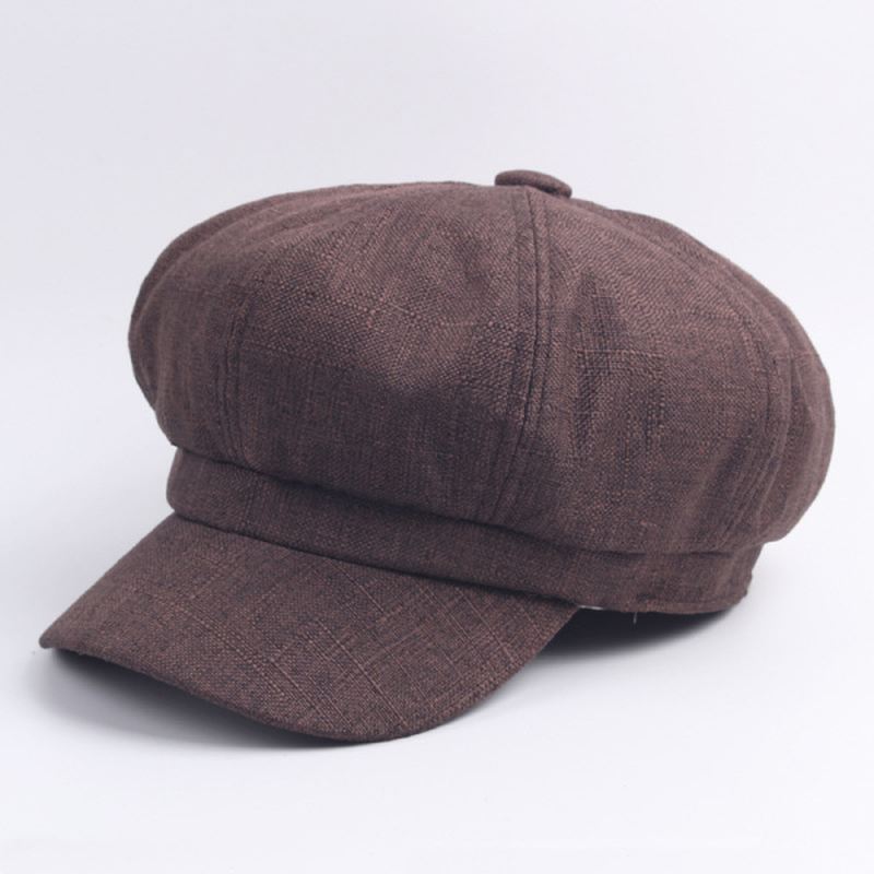 Kvinder Dame Vintage Ottekantet Kasket Blød Solid Baskerhat Newsboy Flad Hat