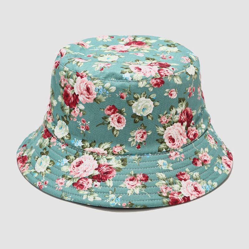 Kvinder Dobbeltsidet Sommer Uv-beskyttelse Blomstermønster Casual Udendørs Solhat Bucket Hat