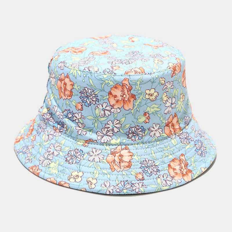 Kvinder Dobbeltsidet Sommer Uv-beskyttelse Blomstermønster Casual Udendørs Solhat Bucket Hat