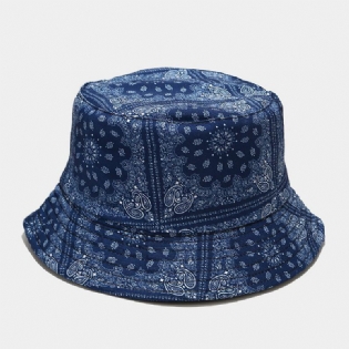 Kvinder Dobbeltsidet Sommer Uv-beskyttelse Cashew-blomstermønster Broderi Afslappet Stilfuld Solhat Bucket Hat