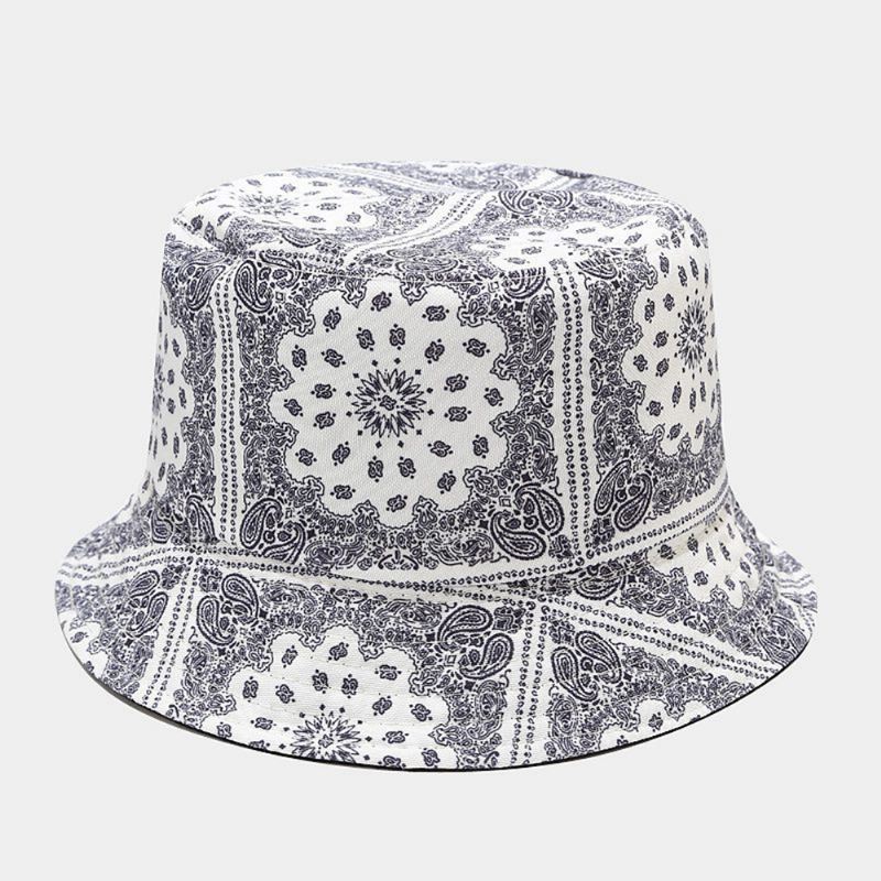 Kvinder Dobbeltsidet Sommer Uv-beskyttelse Cashew-blomstermønster Broderi Afslappet Stilfuld Solhat Bucket Hat