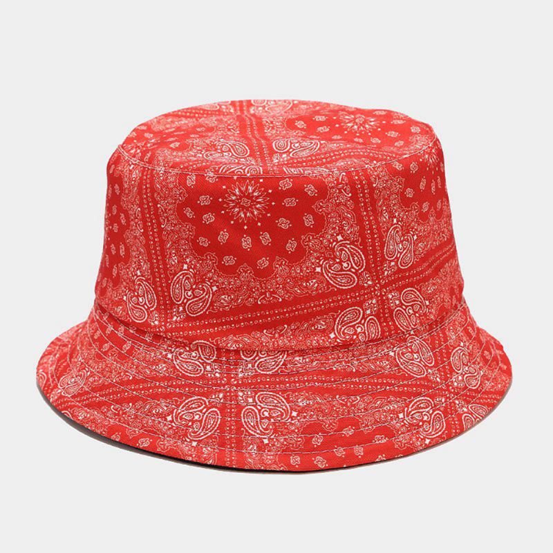 Kvinder Dobbeltsidet Sommer Uv-beskyttelse Cashew-blomstermønster Broderi Afslappet Stilfuld Solhat Bucket Hat