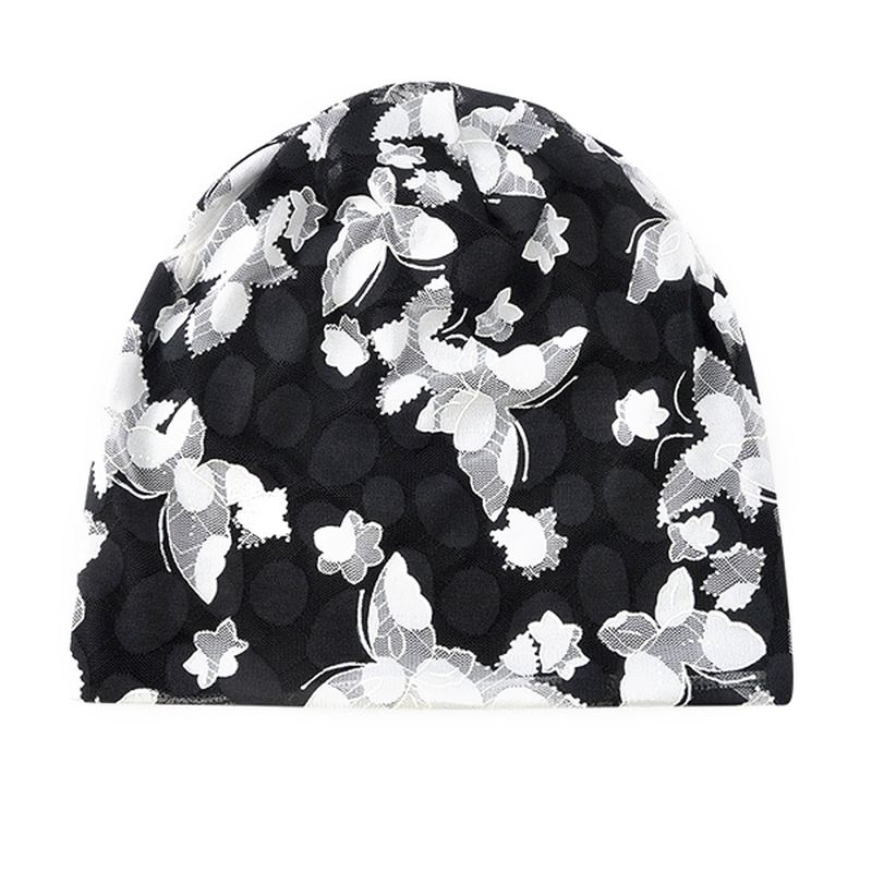 Kvinder Lace Jacquard Åndbar Skullies Beanie Hat Casual Bomuld Gravid Hat