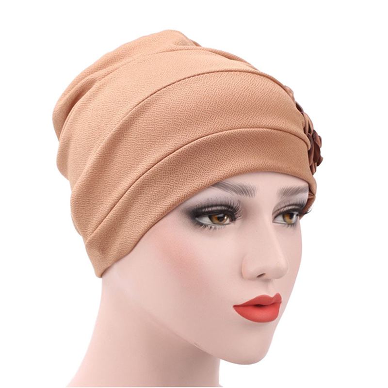 Kvinder New Side Paste Stor Blomster Solid Beanie Cap Casual Bomuld Outdoor Bonnet Hat