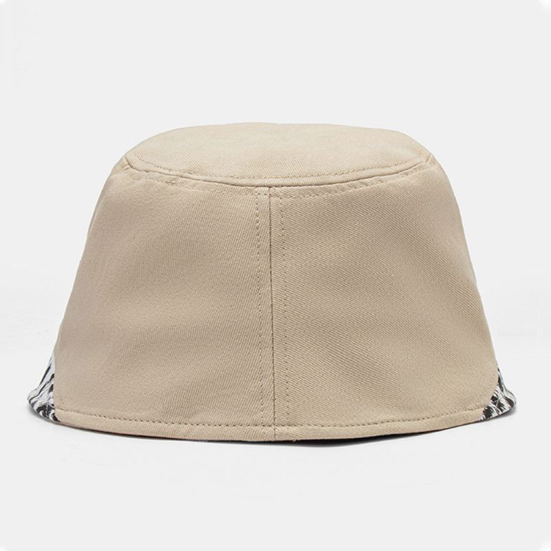 Kvinder Patchwork Leopard Mønster Med Tryk Solhat Bomuld Mode All-match Sunscreen Bucket Hat