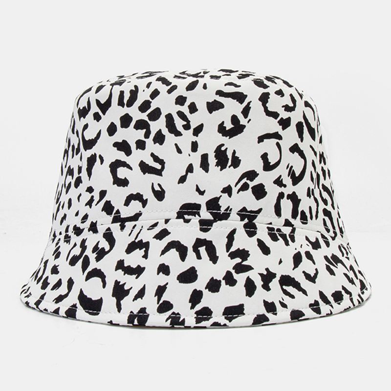 Kvinder Patchwork Leopard Mønster Med Tryk Solhat Bomuld Mode All-match Sunscreen Bucket Hat