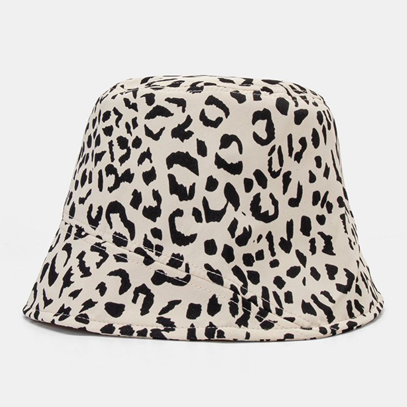 Kvinder Patchwork Leopard Mønster Med Tryk Solhat Bomuld Mode All-match Sunscreen Bucket Hat