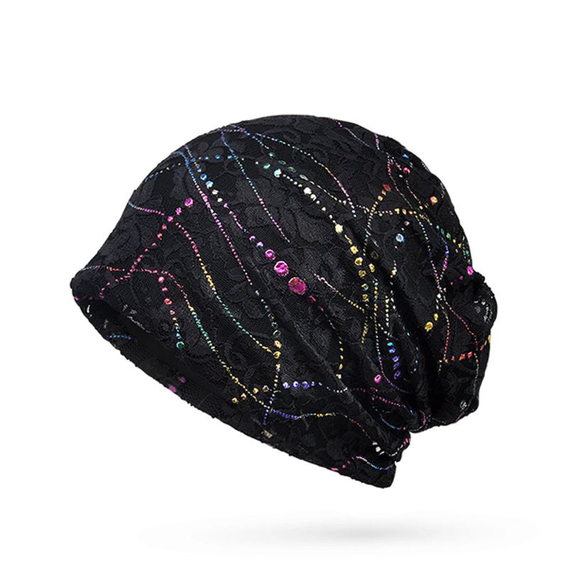 Kvinder Rhinestone Stribet Bomuld Beanie Hat Afslappet Fleksibel Efterår Varm Skullies Cap