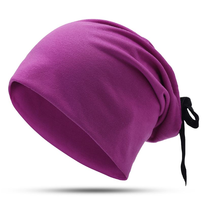 Kvinder Sommer Ensfarvet Turban Hat Casual Bow Skullcap Beanie Caps