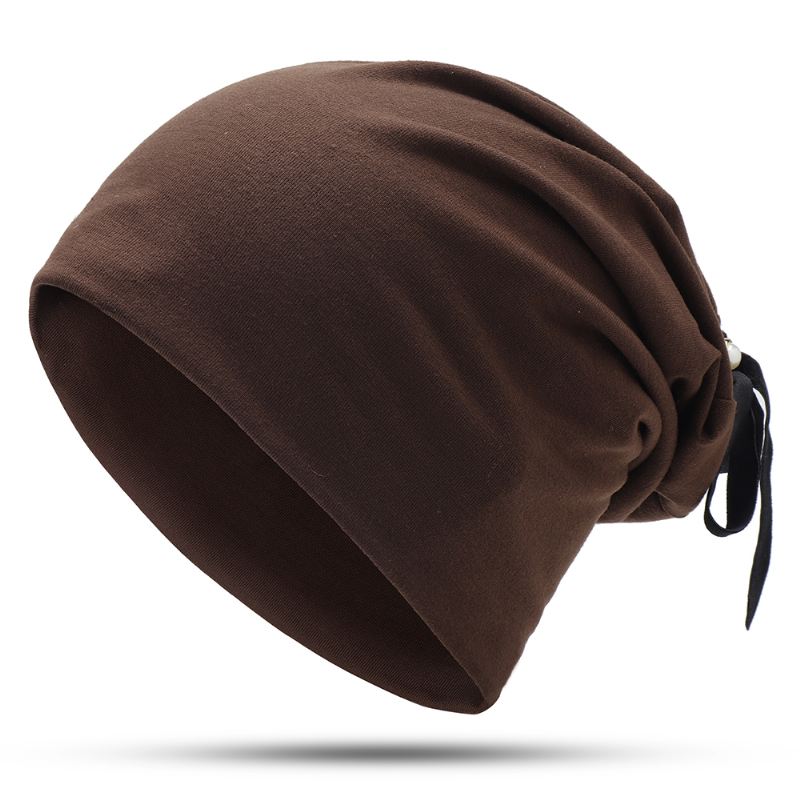 Kvinder Sommer Ensfarvet Turban Hat Casual Bow Skullcap Beanie Caps