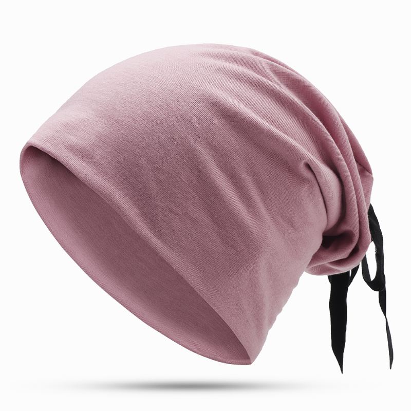 Kvinder Sommer Ensfarvet Turban Hat Casual Bow Skullcap Beanie Caps