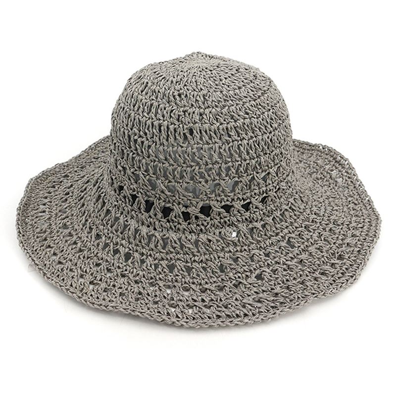 Kvinder Sommer Hollow Out Bucket Hat Udendørskjole Strand Foldevævet Visir