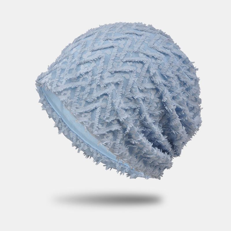 Kvinder Tynd Polyester Bomuld Solid Blonde Bølgemønster Jacquard Åndbar Svedabsorberende Beanie Hat