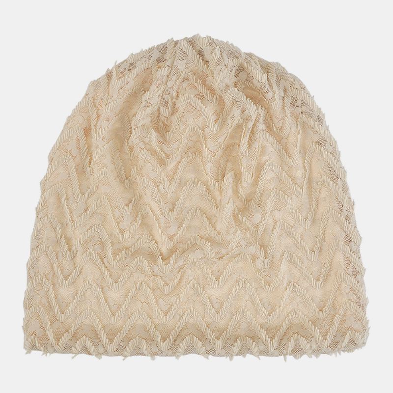 Kvinder Tynd Polyester Bomuld Solid Blonde Bølgemønster Jacquard Åndbar Svedabsorberende Beanie Hat