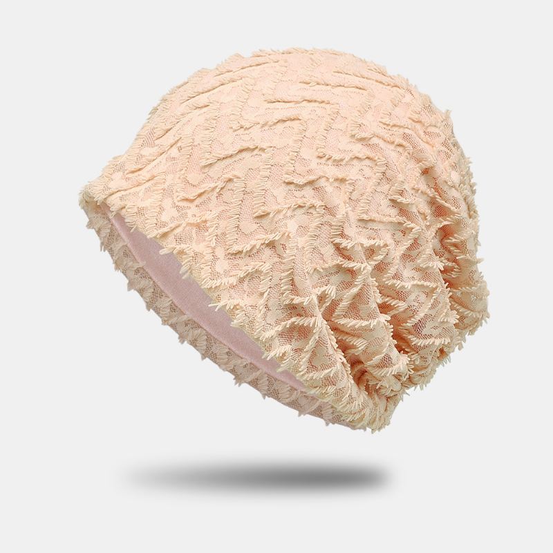 Kvinder Tynd Polyester Bomuld Solid Blonde Bølgemønster Jacquard Åndbar Svedabsorberende Beanie Hat