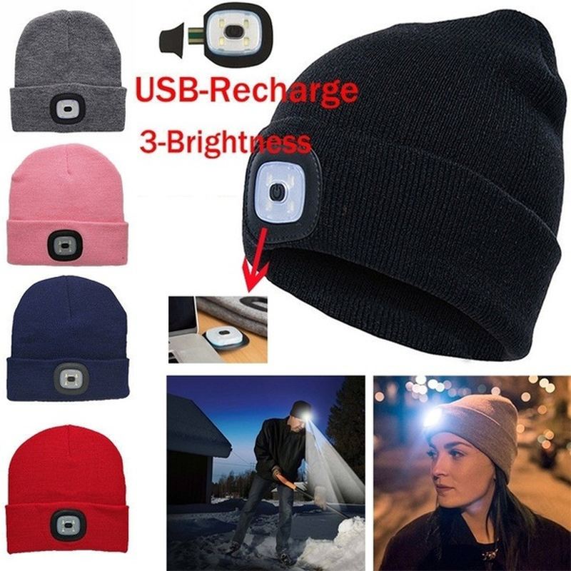 Led Light Beanie Hat Strik Cap Jogging Nattevandring