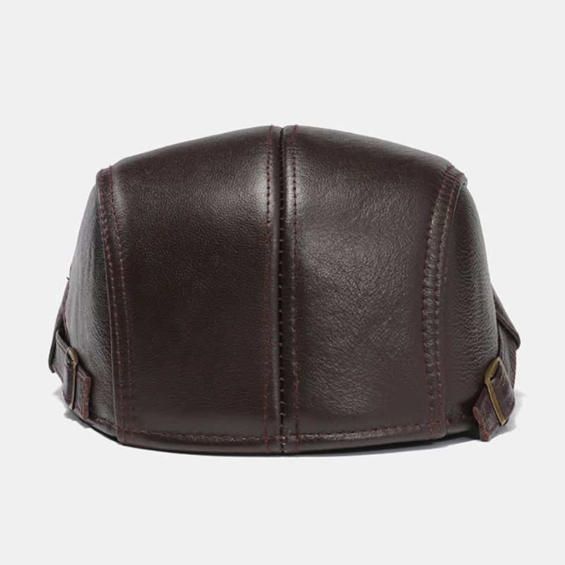 Mænd Ægte Læder Casual Retro Mode Forward Hat Baret Hat