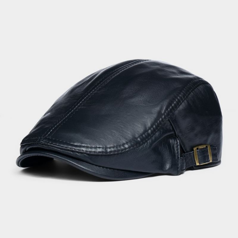 Mænd Ægte Læder Solid Casual Klassisk Warm Forward Hat Baskerhat