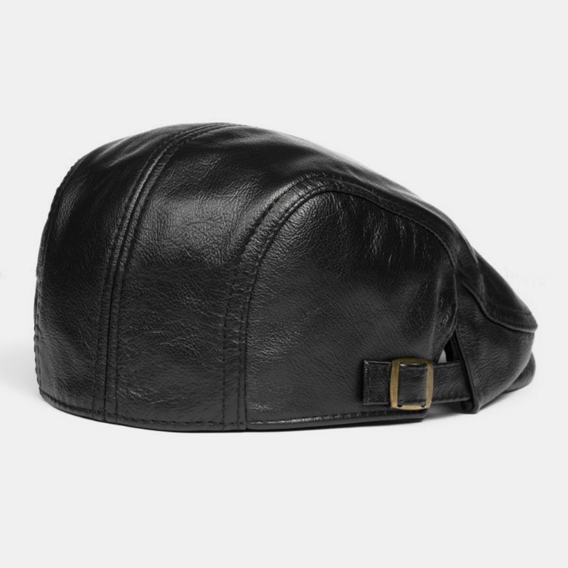 Mænd Ægte Læder Solid Casual Klassisk Warm Forward Hat Baskerhat